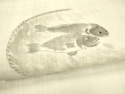 平和屋着物＊夏物 九寸名古屋帯 手描き 魚 正絹 逸品 DAAY8477cm