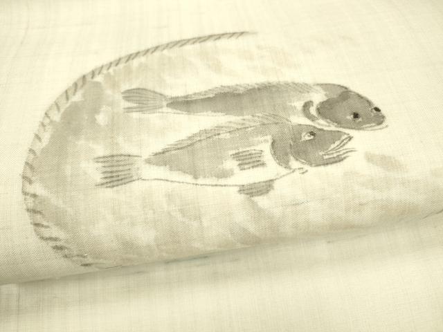 平和屋着物＊夏物 九寸名古屋帯 手描き 魚 正絹 逸品 DAAY8477cm