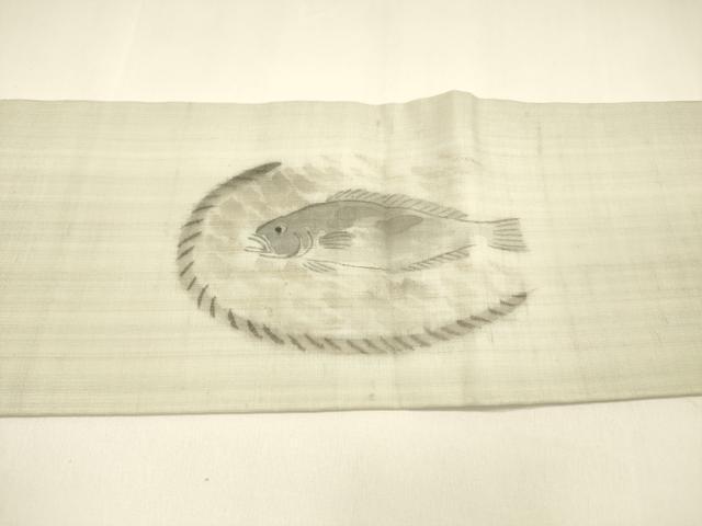 平和屋着物＊夏物 九寸名古屋帯 手描き 魚 正絹 逸品 DAAY8477cm