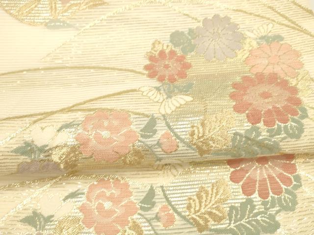 平和屋着物＊夏物 六通柄袋帯 草花文 金糸 正絹 逸品 DAAY8478cm