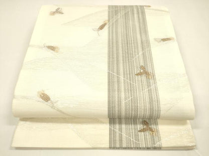 平和屋着物＊夏物 六通柄袋帯 唐織 草葉文 蛍 金銀糸 正絹 逸品 DAAY8479cm