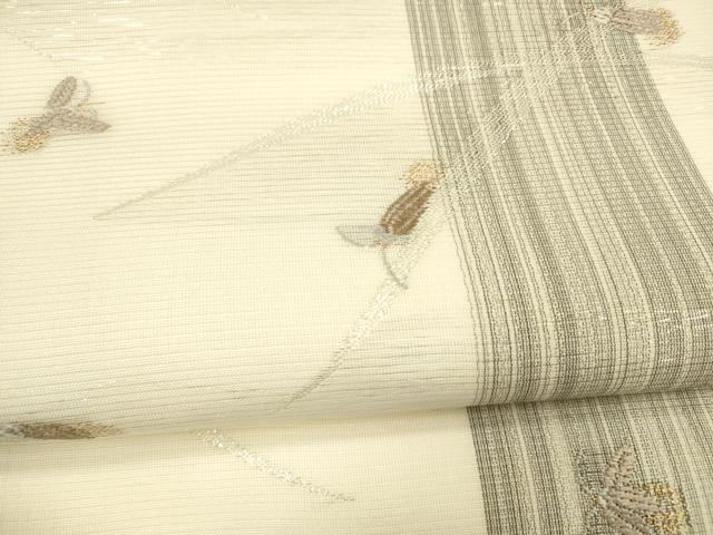 平和屋着物＊夏物 六通柄袋帯 唐織 草葉文 蛍 金銀糸 正絹 逸品 DAAY8479cm