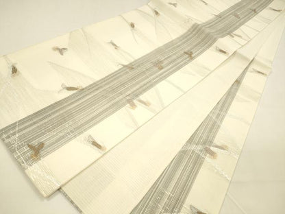 平和屋着物＊夏物 六通柄袋帯 唐織 草葉文 蛍 金銀糸 正絹 逸品 DAAY8479cm