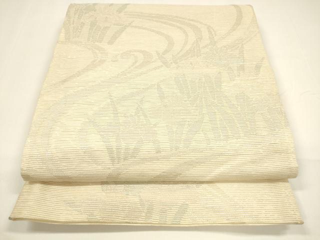 平和屋着物＊夏物 六通柄袋帯 流水杜若 銀糸 正絹 逸品 DAAY8481cm
