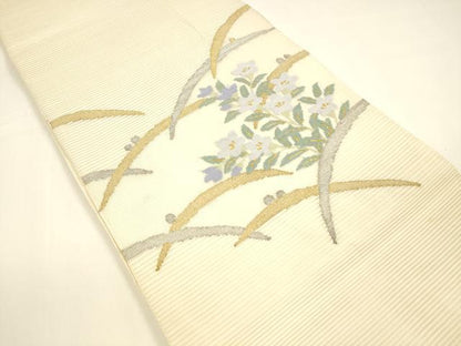平和屋着物＊夏物 絽綴れ 太鼓柄袋帯 露芝花文 金銀糸 正絹 逸品 DAAY8482cm