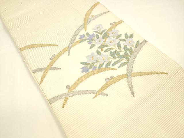 平和屋着物＊夏物 絽綴れ 太鼓柄袋帯 露芝花文 金銀糸 正絹 逸品 DAAY8482cm