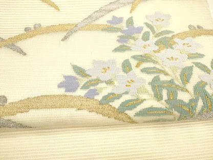 平和屋着物＊夏物 絽綴れ 太鼓柄袋帯 露芝花文 金銀糸 正絹 逸品 DAAY8482cm