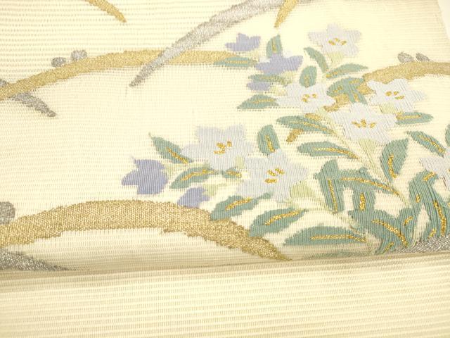 平和屋着物＊夏物 絽綴れ 太鼓柄袋帯 露芝花文 金銀糸 正絹 逸品 DAAY8482cm