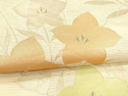平和屋着物＊夏物 六通柄袋帯 草花文 金銀糸 正絹 逸品 DAAY8483cm