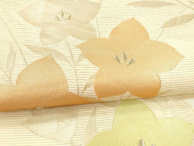 平和屋着物＊夏物 六通柄袋帯 草花文 金銀糸 正絹 逸品 DAAY8483cm