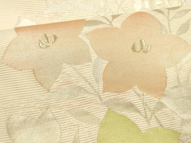 平和屋着物＊夏物 六通柄袋帯 草花文 金銀糸 正絹 逸品 DAAY8483cm