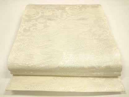 平和屋着物＊夏物 六通柄 本袋帯 花唐草文 銀糸 正絹 逸品 DAAY8484cm