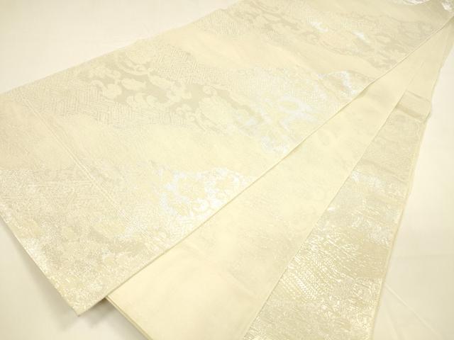 平和屋着物＊夏物 六通柄 本袋帯 花唐草文 銀糸 正絹 逸品 DAAY8484cm