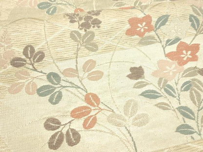 平和屋着物＊夏物 六通柄袋帯 草花文 銀糸 正絹 逸品 DAAY8487cm