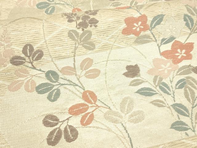平和屋着物＊夏物 六通柄袋帯 草花文 銀糸 正絹 逸品 DAAY8487cm