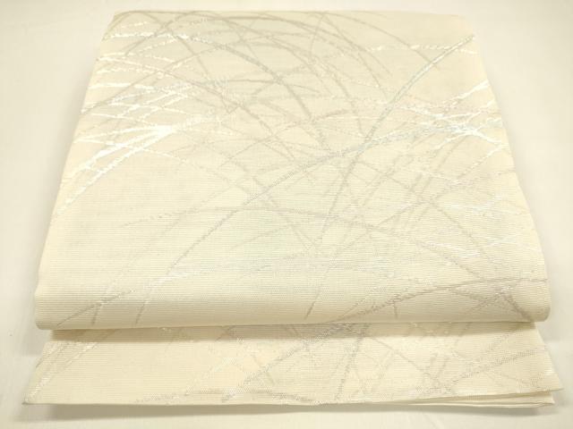 平和屋着物＊夏物 六通柄袋帯 草葉文 銀糸 正絹 逸品 DAAY8488cm