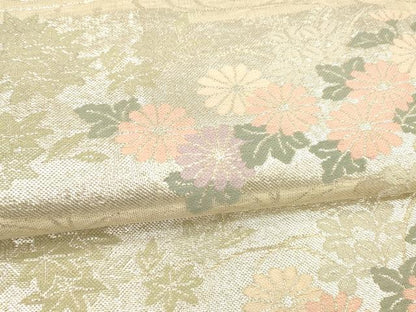 平和屋着物＊夏物 六通柄袋帯 流水草花文 銀糸 正絹 逸品 DAAY8491cm