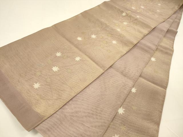平和屋着物＊夏物 六通柄袋帯 枝葉文 金銀糸 正絹 逸品 DAAY8493cm