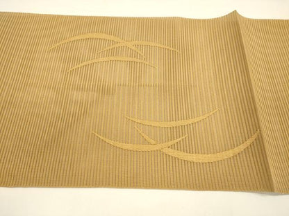 平和屋着物＊夏物 絽綴れ 八寸名古屋帯 芝文 狐色 正絹 逸品 DAAY8498cm