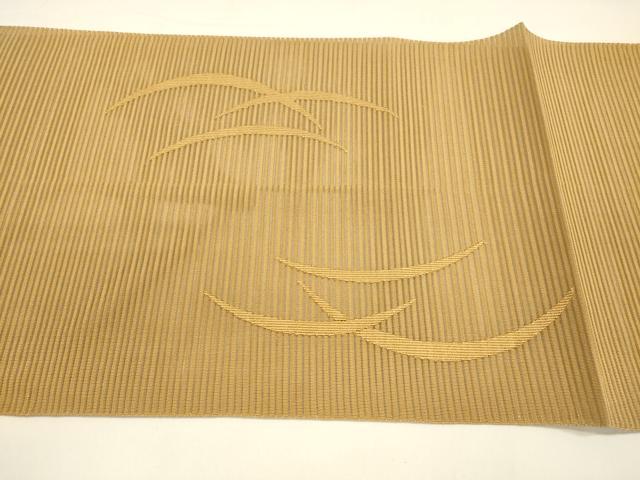 平和屋着物＊夏物 絽綴れ 八寸名古屋帯 芝文 狐色 正絹 逸品 DAAY8498cm