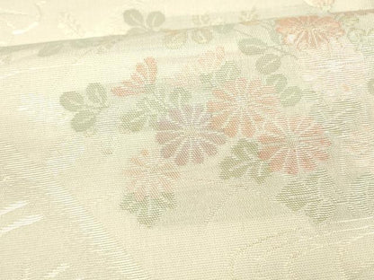 平和屋着物＊夏物 六通柄袋帯 流水草花文 銀糸 正絹 逸品 DAAY8501cm