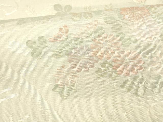 平和屋着物＊夏物 六通柄袋帯 流水草花文 銀糸 正絹 逸品 DAAY8501cm