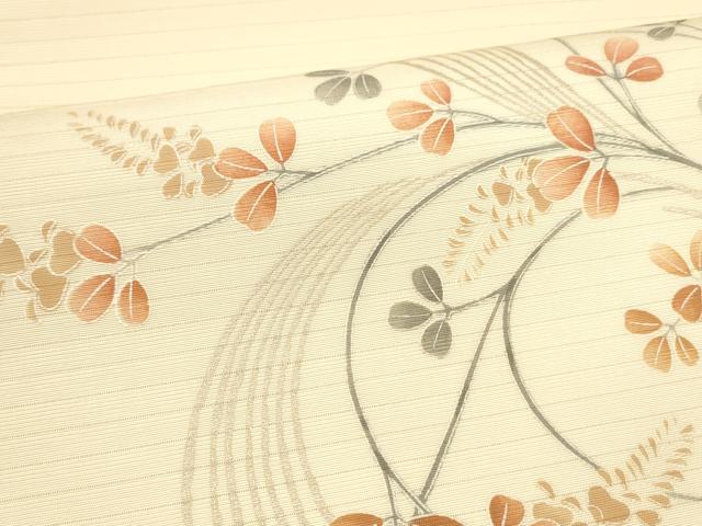 平和屋着物＊夏物 九寸開き名古屋帯 枝葉文 銀彩 DAAY8502cm