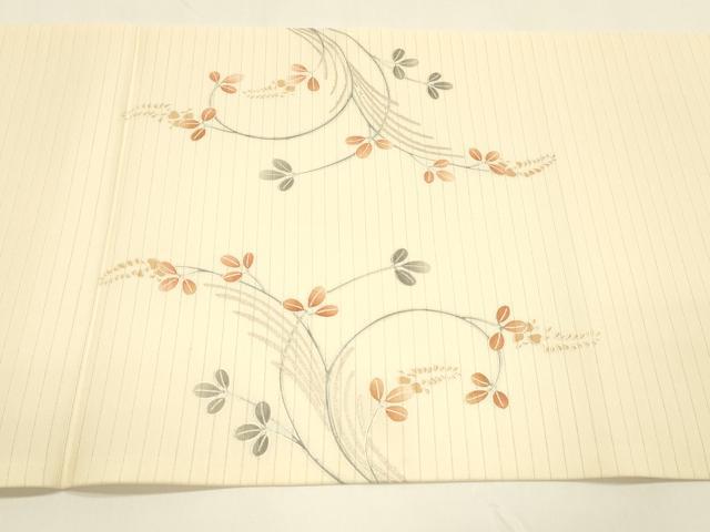 平和屋着物＊夏物 九寸開き名古屋帯 枝葉文 銀彩 DAAY8502cm