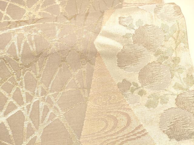 平和屋着物＊夏物 六通柄袋帯 流水草花文 金糸 正絹 逸品 DAAY8503cm