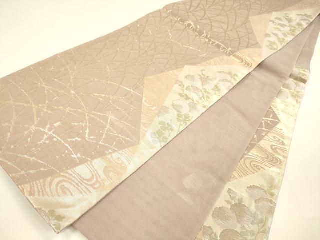 平和屋着物＊夏物 六通柄袋帯 流水草花文 金糸 正絹 逸品 DAAY8503cm