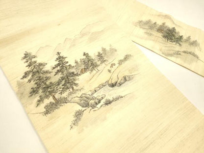 平和屋着物＊夏物 九寸名古屋帯 風景文 麻 逸品 DAAY8507cm