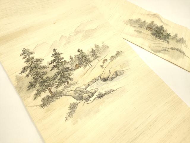 平和屋着物＊夏物 九寸名古屋帯 風景文 麻 逸品 DAAY8507cm
