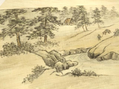 平和屋着物＊夏物 九寸名古屋帯 風景文 麻 逸品 DAAY8507cm