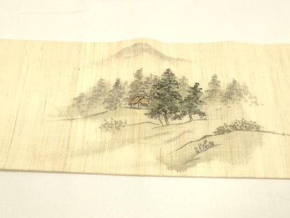 平和屋着物＊夏物 九寸名古屋帯 風景文 麻 逸品 DAAY8507cm