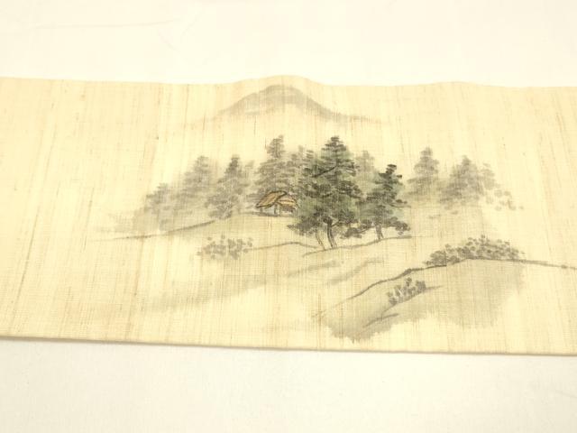 平和屋着物＊夏物 九寸名古屋帯 風景文 麻 逸品 DAAY8507cm