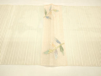 平和屋着物＊夏物 絽綴れ 八寸名古屋帯 地紙草葉文 金銀糸 正絹 逸品 DAAY8510cm