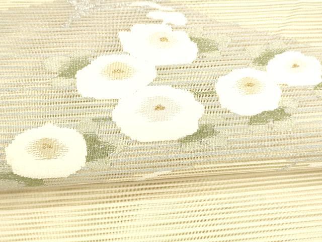平和屋着物＊夏物 絽綴れ 八寸名古屋帯 流水草花文 銀糸 正絹 逸品 DAAY8511cm