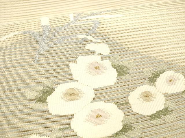 平和屋着物＊夏物 絽綴れ 八寸名古屋帯 流水草花文 銀糸 正絹 逸品 DAAY8511cm