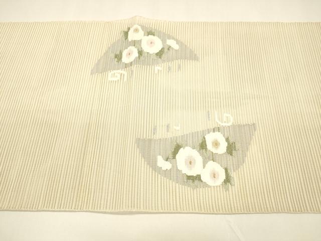 平和屋着物＊夏物 絽綴れ 八寸名古屋帯 流水草花文 銀糸 正絹 逸品 DAAY8511cm