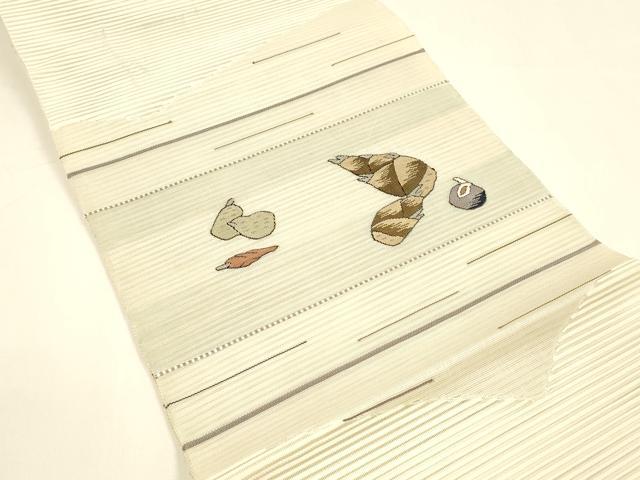 平和屋着物＊夏物 絽綴れ 八寸名古屋帯 成り物 筍 正絹 逸品 DAAY8512cm