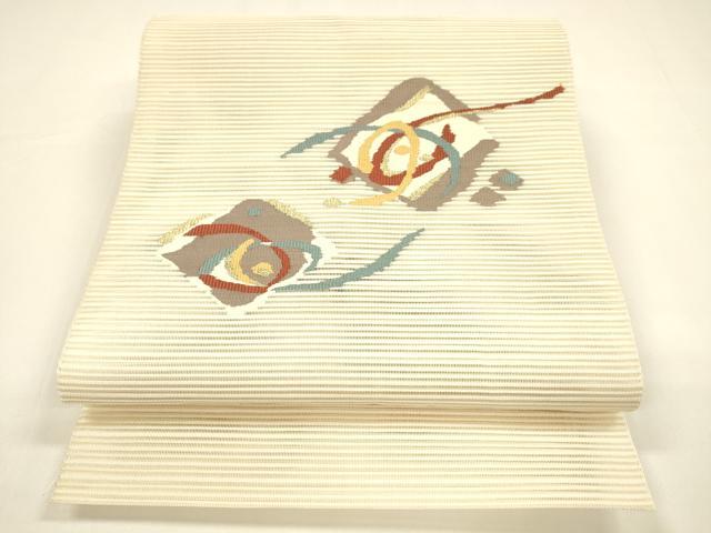 平和屋着物＊夏物 絽綴れ 八寸名古屋帯 抽象文様 金糸 正絹 逸品 DAAY8513cm