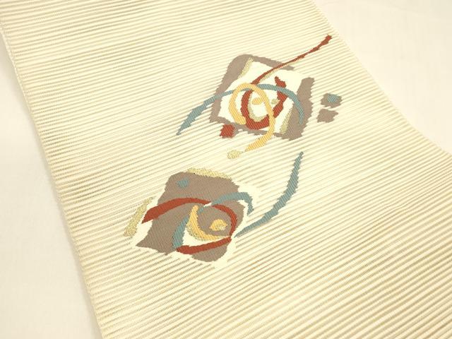 平和屋着物＊夏物 絽綴れ 八寸名古屋帯 抽象文様 金糸 正絹 逸品 DAAY8513cm