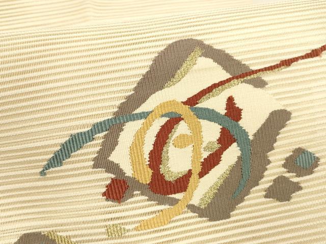 平和屋着物＊夏物 絽綴れ 八寸名古屋帯 抽象文様 金糸 正絹 逸品 DAAY8513cm