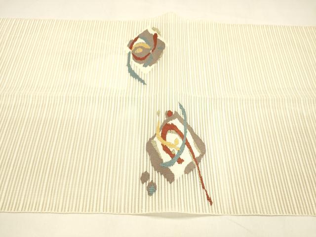 平和屋着物＊夏物 絽綴れ 八寸名古屋帯 抽象文様 金糸 正絹 逸品 DAAY8513cm
