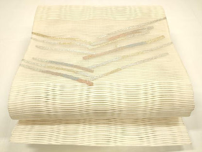 平和屋着物＊夏物 絽綴れ 八寸名古屋帯 抽象文様 金銀糸 正絹 逸品 DAAY8514cm