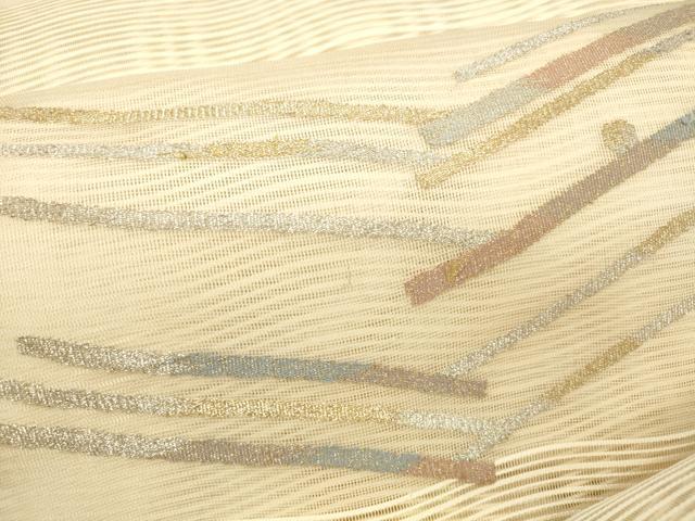 平和屋着物＊夏物　絽綴れ　八寸名古屋帯　抽象文様　金銀糸　正絹　逸品　DAAY8514cm 平和屋着物＊夏物 絽綴れ 八寸名古屋帯 抽象文様 金銀糸 正絹