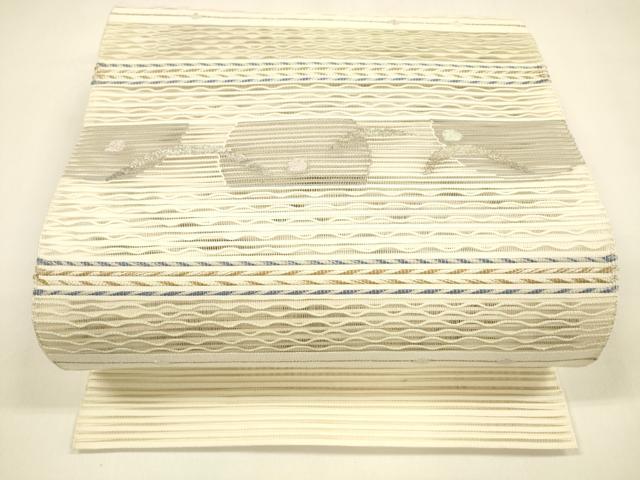 平和屋着物＊夏物　絽綴れ　八寸名古屋帯　抽象文様　金銀糸　正絹　逸品　DAAY8515cm