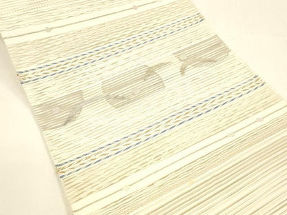 平和屋着物＊夏物　絽綴れ　八寸名古屋帯　抽象文様　金銀糸　正絹　逸品　DAAY8515cm