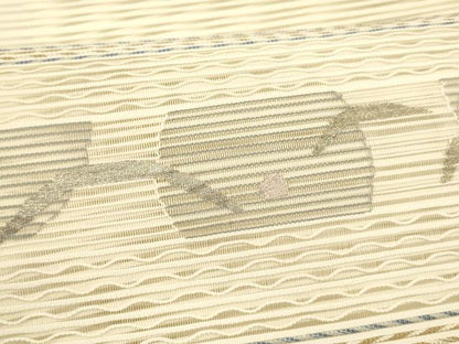 平和屋着物＊夏物　絽綴れ　八寸名古屋帯　抽象文様　金銀糸　正絹　逸品　DAAY8515cm