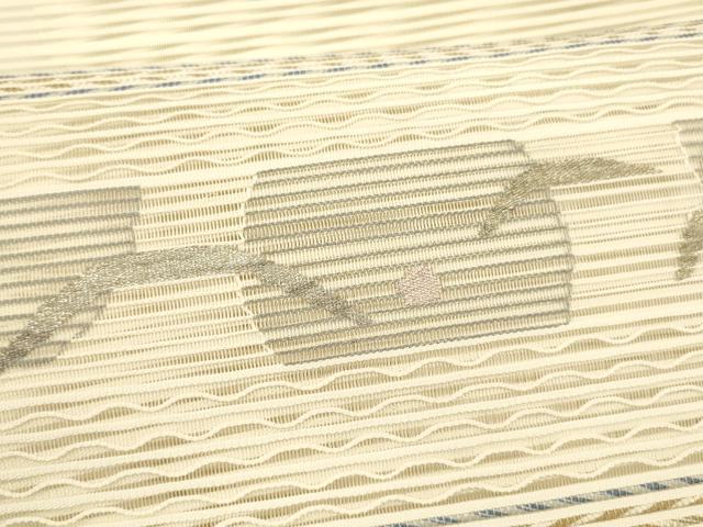 平和屋着物＊夏物　絽綴れ　八寸名古屋帯　抽象文様　金銀糸　正絹　逸品　DAAY8515cm